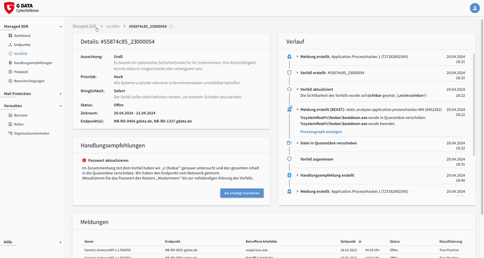 La consola web te permite ver en cualquier momento qué amenazas hemos evitado.